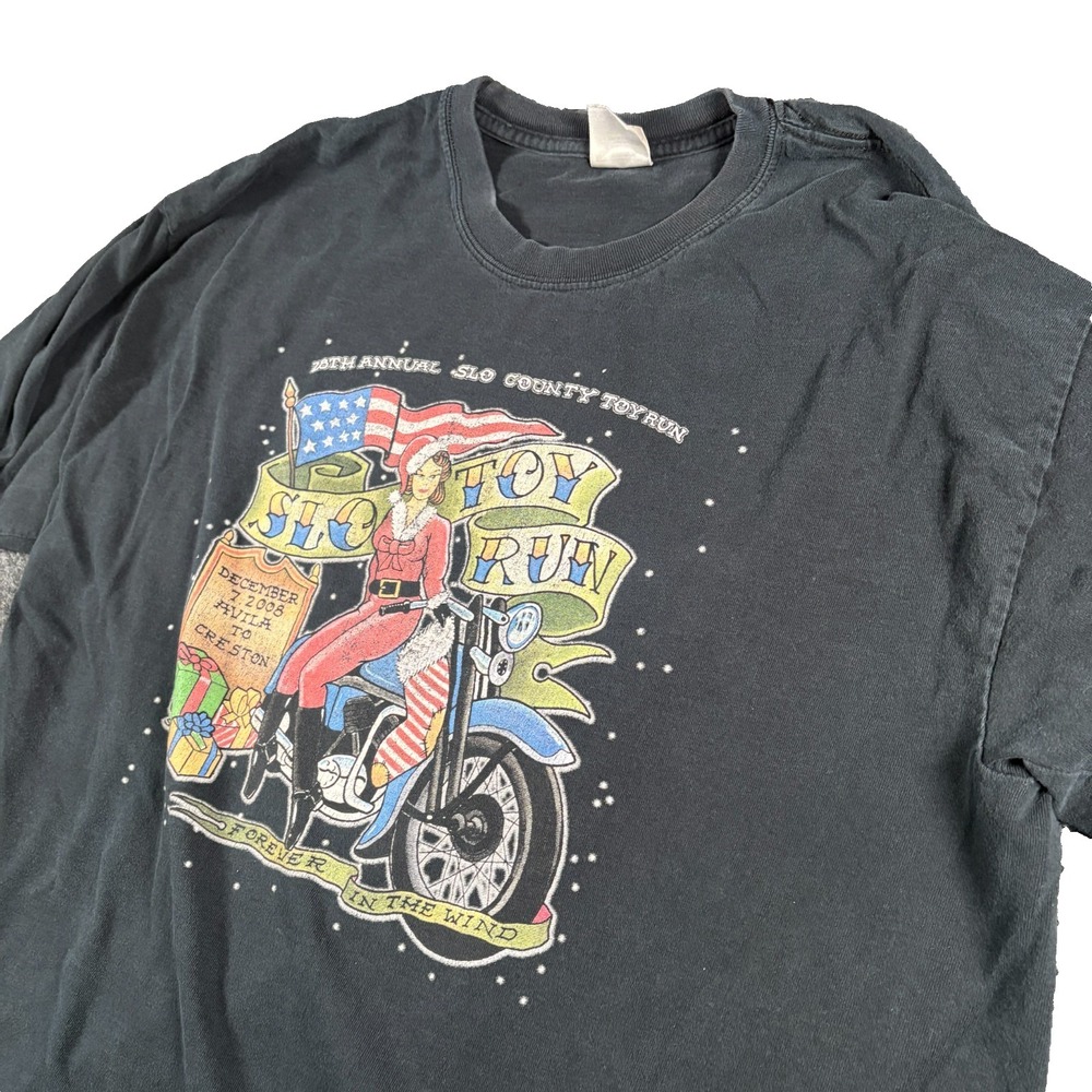 Gildan 2008 28th Annual SLO County Toy Run Shirt Men XL Black Motorcycle Graphic